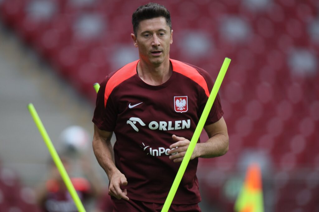 Poland's Robert Lewandowski attends a training session of the national team, Warsaw, Poland, June 2, 2024. (EPA Photo)