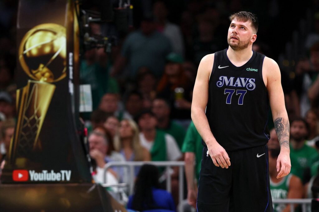 Dallas Mavericks' Luka Doncic looks on during the fourth quarter against the Boston Celtics in Game One of the 2024 NBA Finals at TD Garden, Boston, Massachusetts, U.S., June 06, 2024. (AFP Photo)