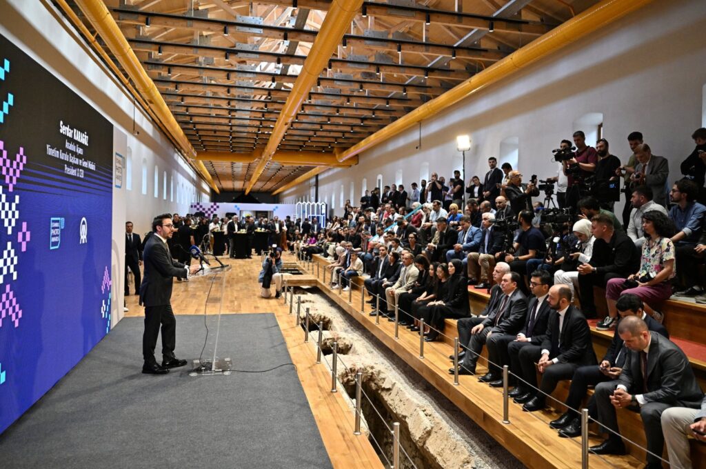 Anadolu Agency General Manager Serdar Karagöz delivers a speech at the first exhibition of the 10th year of the Istanbul Photo Awards organized by Anadolu Agency (AA) was held, Istanbul, Türkiye, June 10, 2024. (AA Photo)