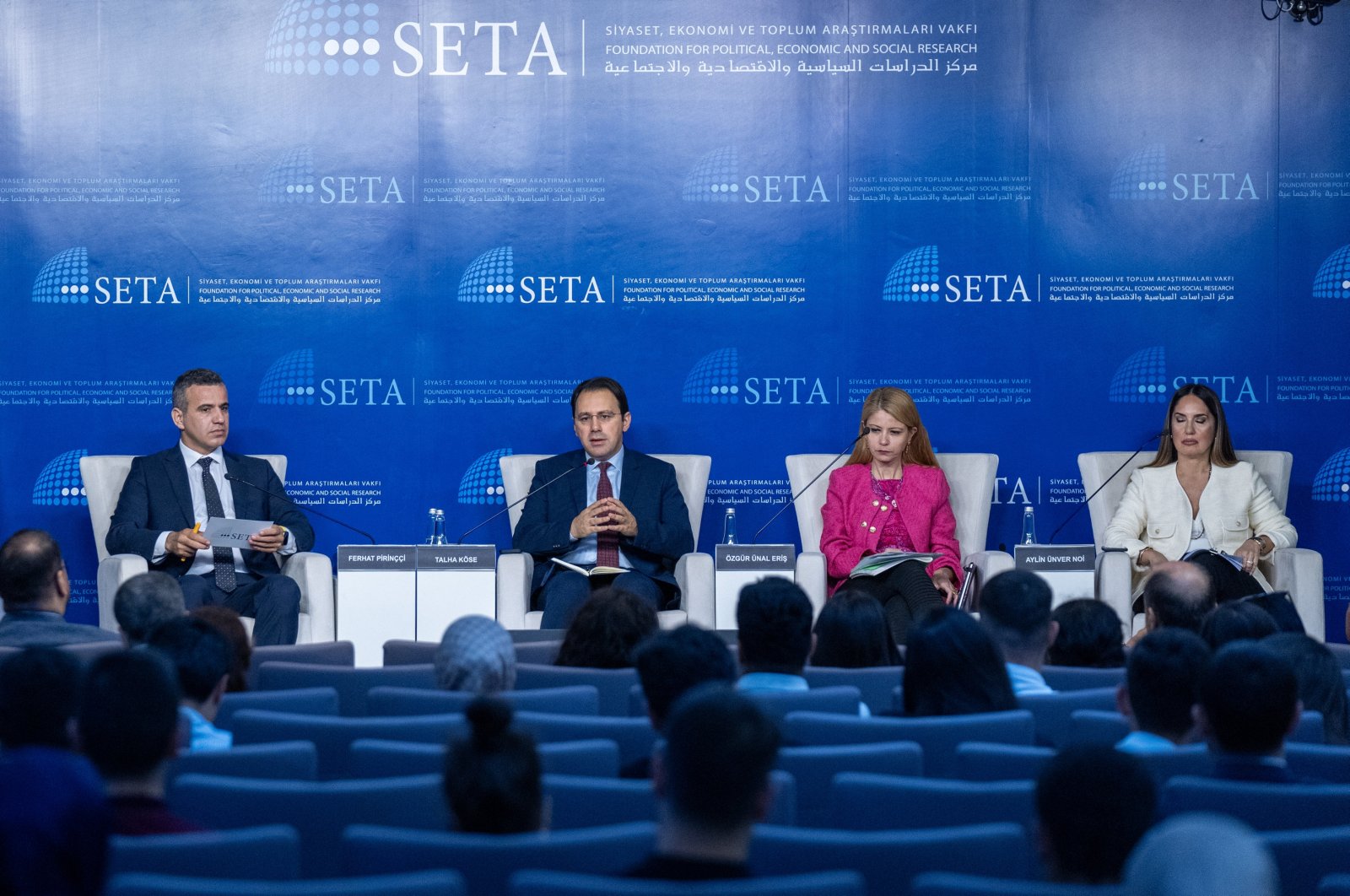 Attendees speak at the “Türkiye-EU Relations in a Changing World Panel” in the capital Ankara, Türkiye, June 10, 2024. (AA Photo)