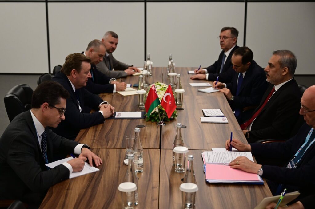 Foreign Minister Hakan Fidan and Belarusian counterpart Sergei Aleinik hold a meeting in Nizhny Novgorod, Russia, June 11, 2024. (AA Photo)