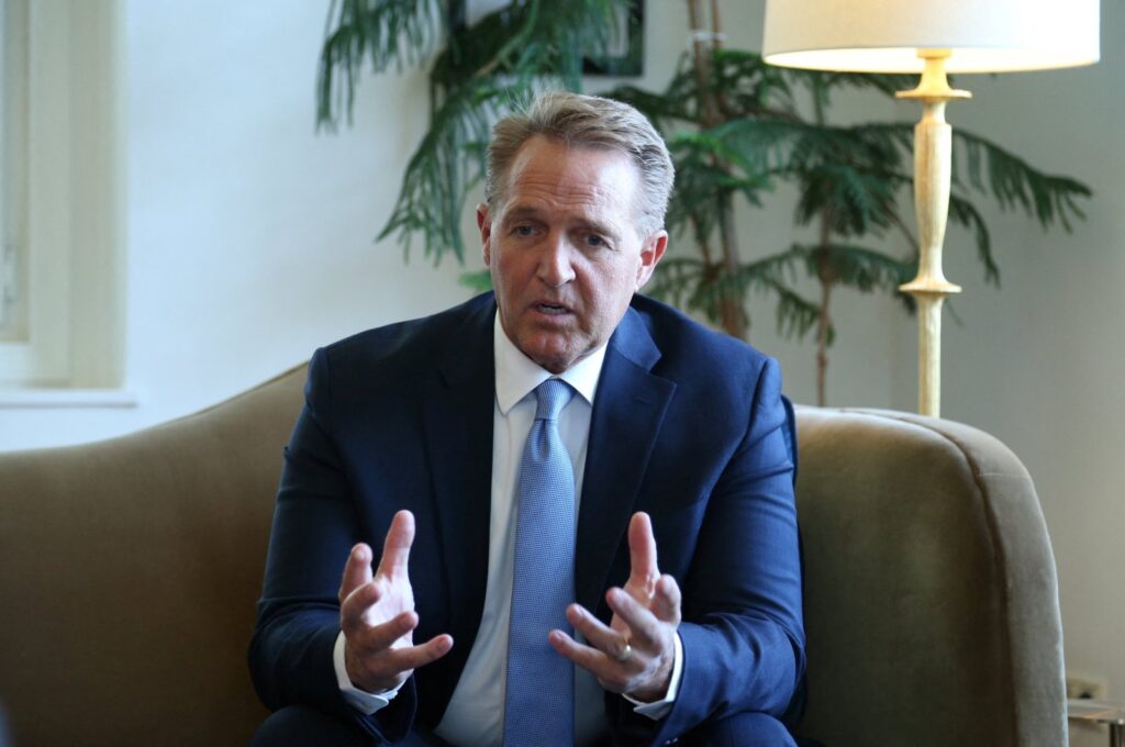 U.S. Ambassador to Türkiye Jeff Flake speaks during an interview, Ankara, Türkiye, June 11, 2024. (Reuters Photo)