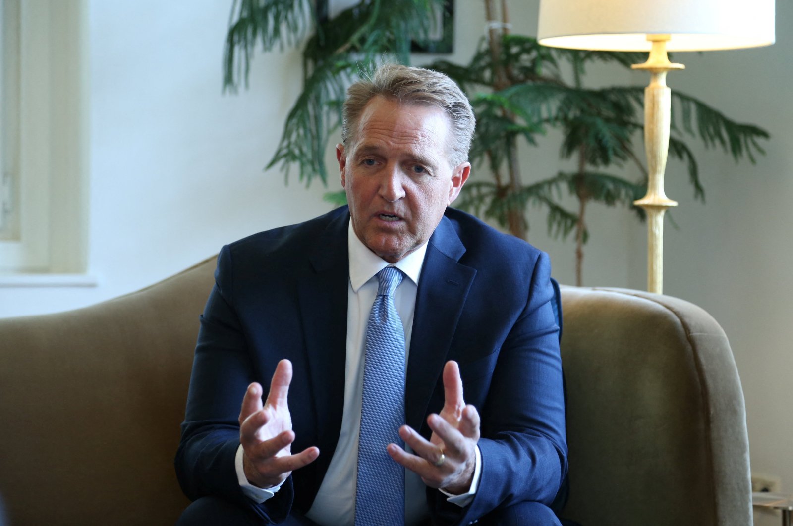 U.S. Ambassador to Türkiye Jeff Flake speaks during an interview, Ankara, Türkiye, June 11, 2024. (Reuters Photo)