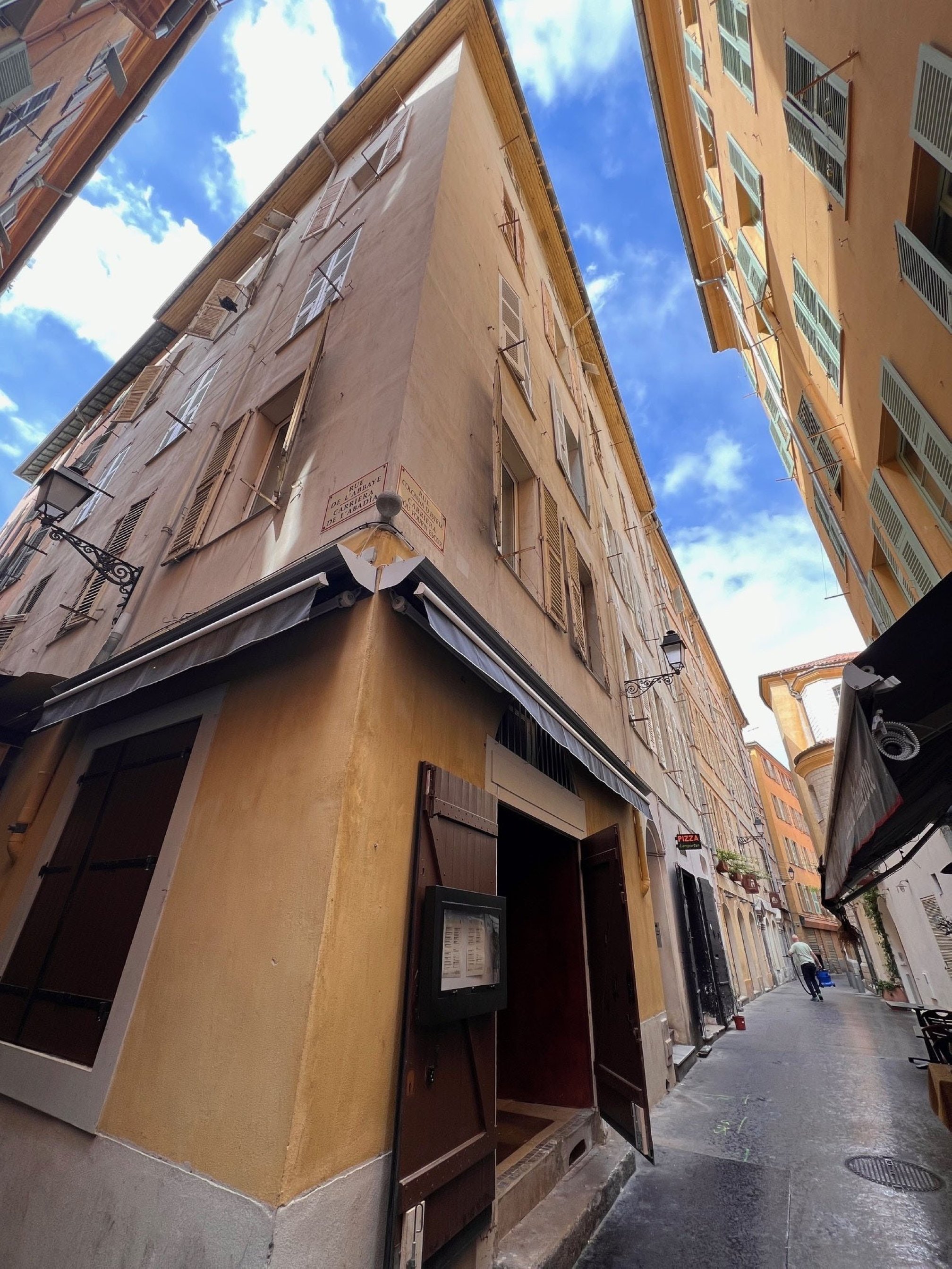 332635 The building where Barbarossa's cannonball is stuck, Nice, France, April 22, 2024. (Photo by Nurbanu Kızıl)