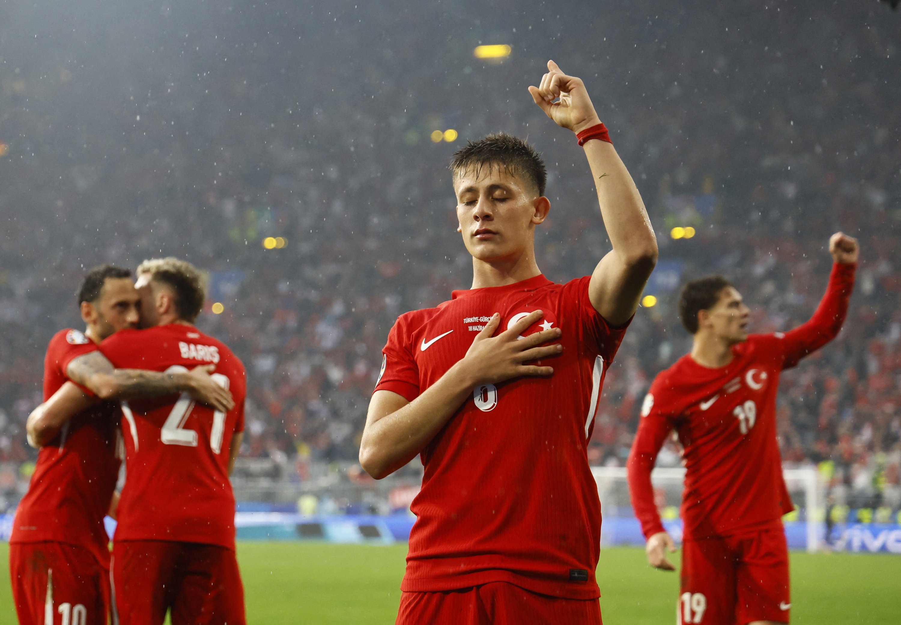333101 Türkiye's Arda Güler celebrates scoring against Georgia during the Euro 2024, Group F match at the Dortmund BVB Stadion, Dortmund, Germany, June 18, 2024. (Reuters Photo)