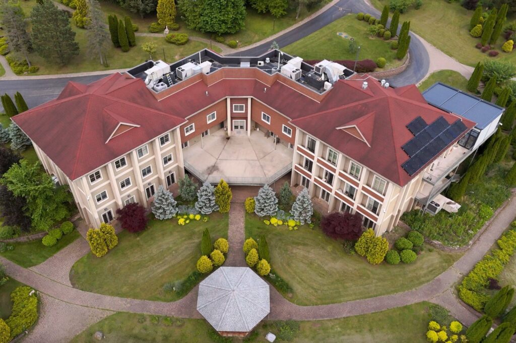 An aerial view of the Golden Generation Worship and Retreat Center where Gülenist Terror Group (FETÖ) leader Fetullah Gülen resides, Pennsylvania, U.S., May 31, 2024. (AA Photo)