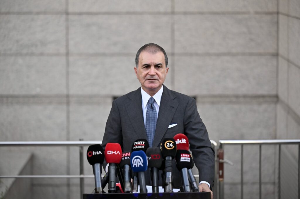AK Party Spokesman Ömer Çelik speaks to reporters at a news conference in Ankara, June 11, 2024. (AA File Photo)