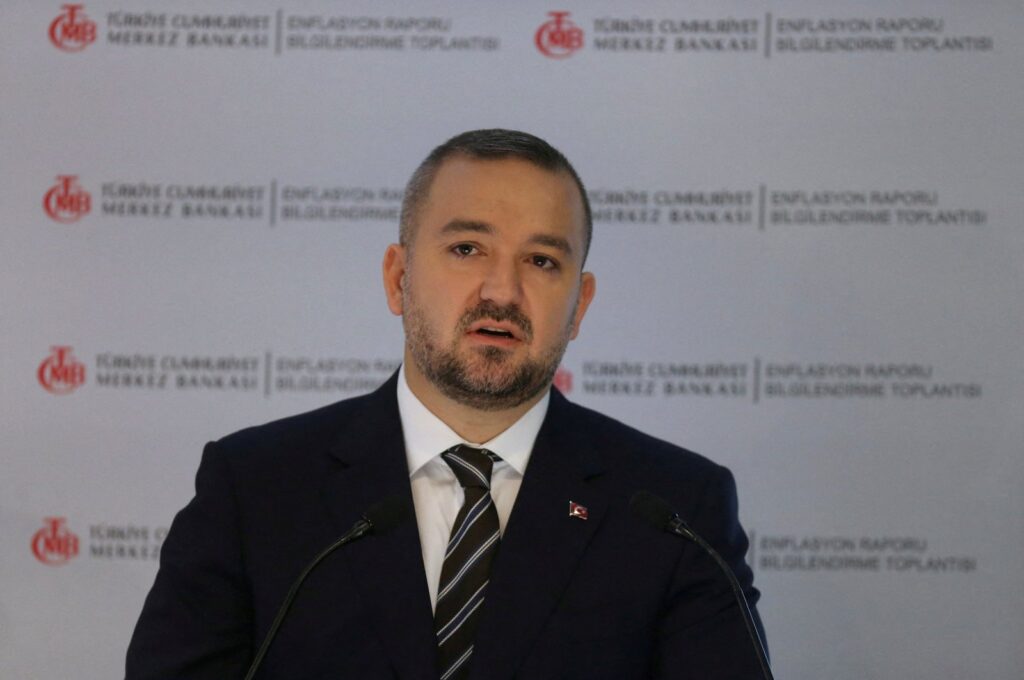 Central Bank of the Republic of Türkiye (CBRT) Governor Fatih Karahan speaks during a news conference, Ankara, Türkiye, Feb. 8, 2024. (Reuters Photo)