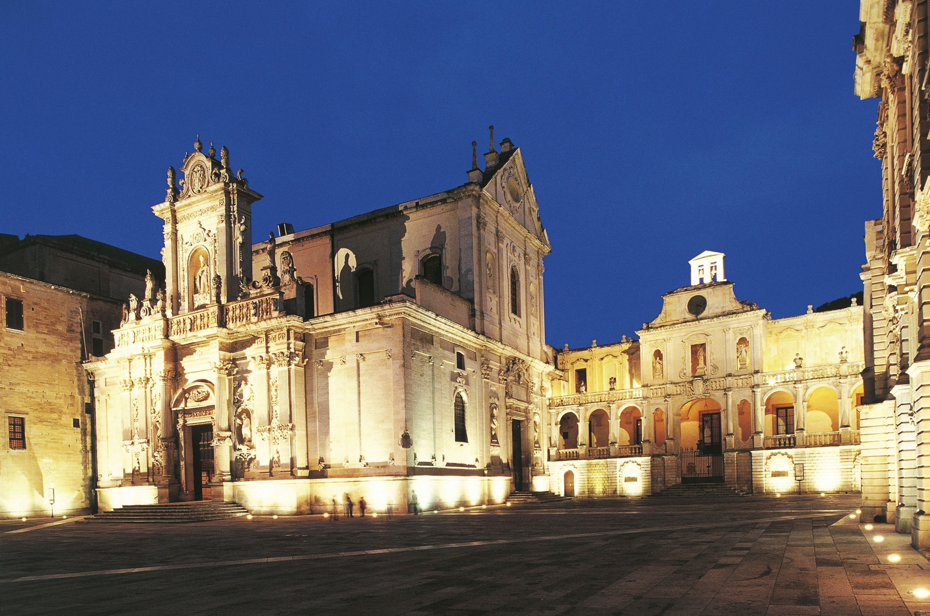 335380 Piazza Duomo at night, with the Cathedral and the Bishop's residence, Lecce, Italy, Nov. 4, 2018. (Getty Images)