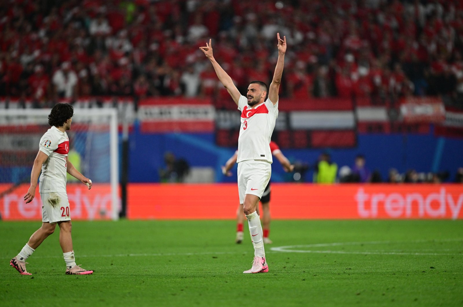 Türkiye's Merih Demiral celebrates after scoring his second goal during the UEFA Euro 2024 Round of 16 match against Austria, Leipzig, Germany, July 2, 2024. (AA Photo)