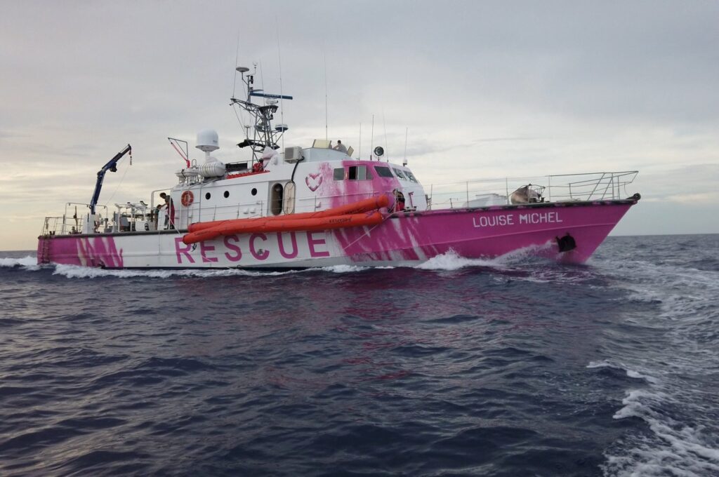 In this undated still image taken from video, the Louise Michel, a migrants search and rescue ship operating in the Mediterranean and financed by British street artist Banksy, is seen at sea. (Reuters Photo)