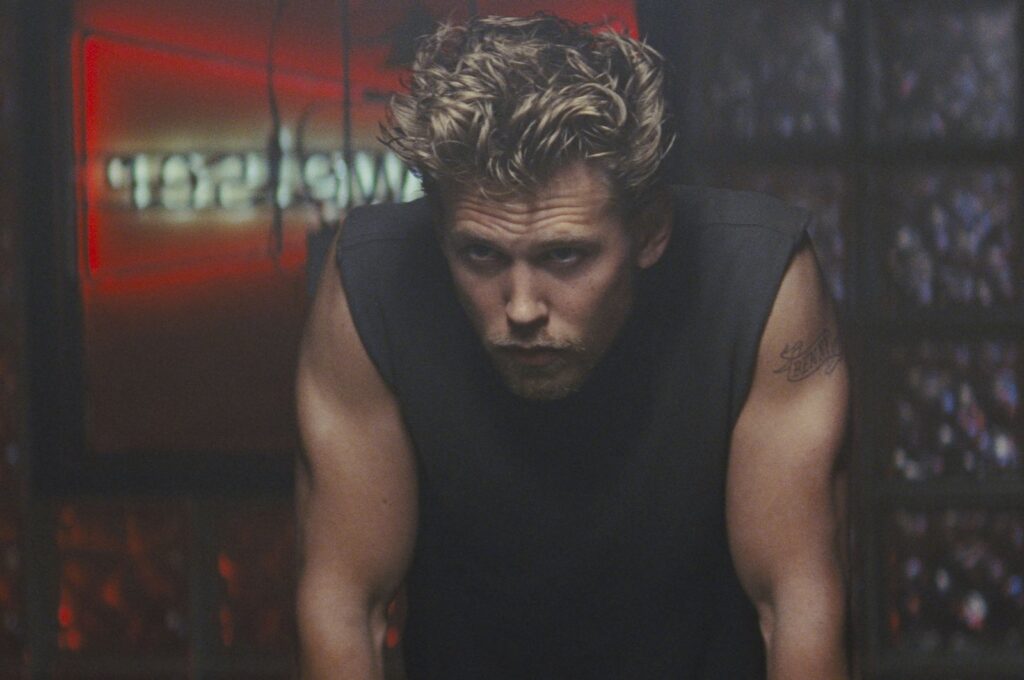 This image released by Focus Features shows Austin Butler in a scene from "The Bikeriders." (AP Photo)