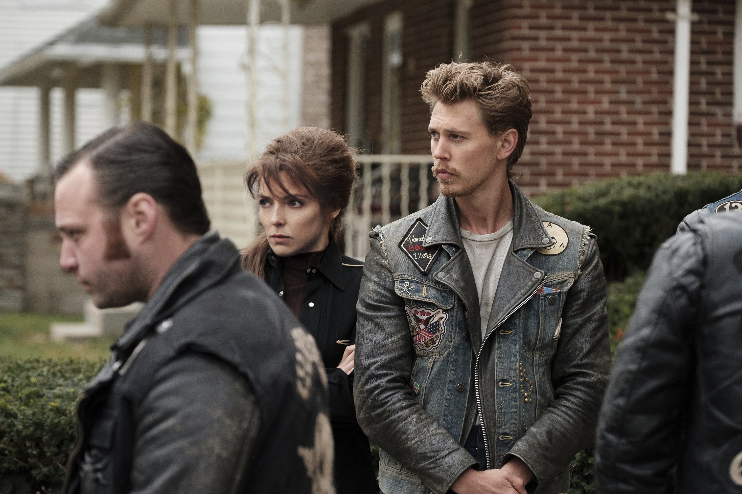335582 This image released by Focus Features shows Emory Cohen (L), Jodie Comer and Austin Butler (R) in a scene from