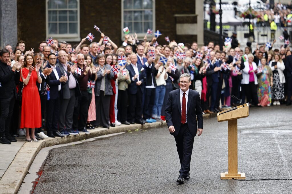 Britain's new prime minister, Keir Starmer, after delivering his first speech outside Number 10 Downing Street, London, Britain, July 5, 2024. (EPA Photo)