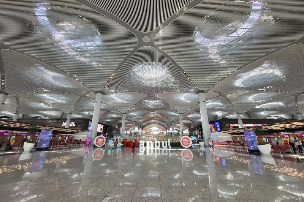 Inscription Istanbul at the hall in the new main Istanbul Airport, Istanbul, Türkiye, May 8, 2023. (Reuters File Photo)