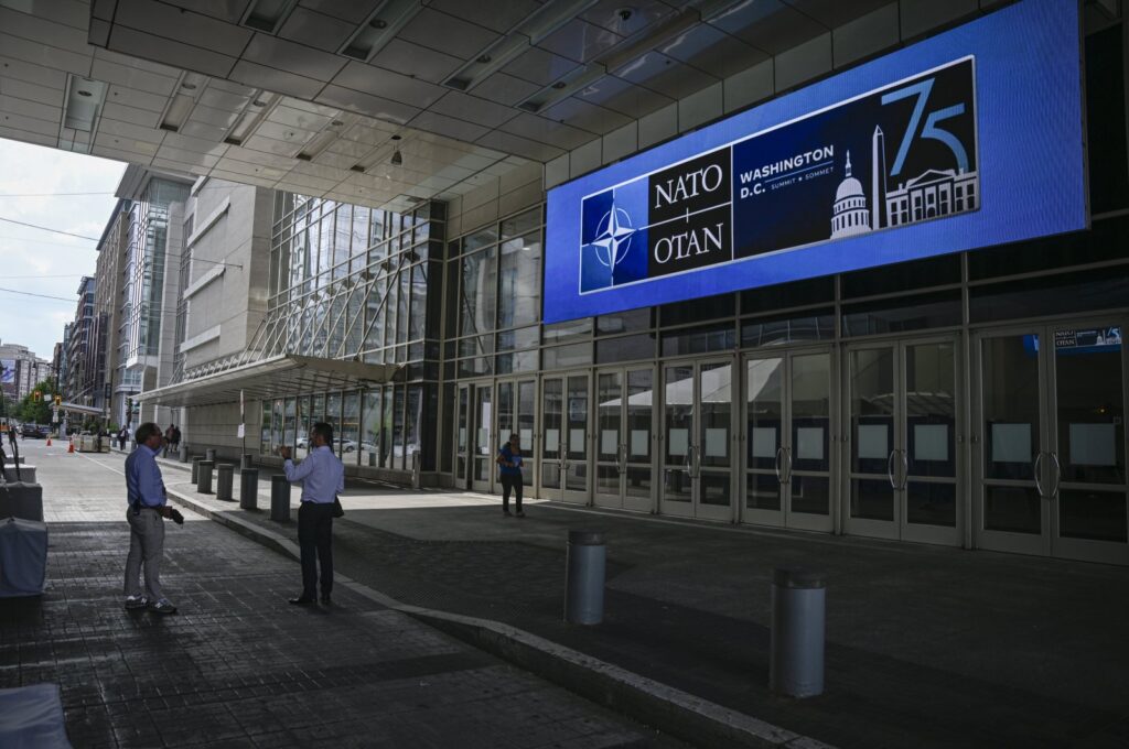Sign of NATO at a venue of the summit, Washington D.C., United States, July 8, 2024. (AA Photo)