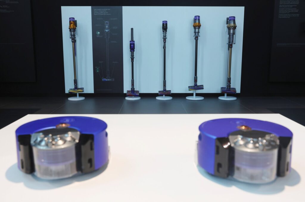 Dyson vacuum cleaners are displayed at Dyson's new global headquarters at St. James Power Station, Singapore, March 25, 2022. (Reuters Photo)