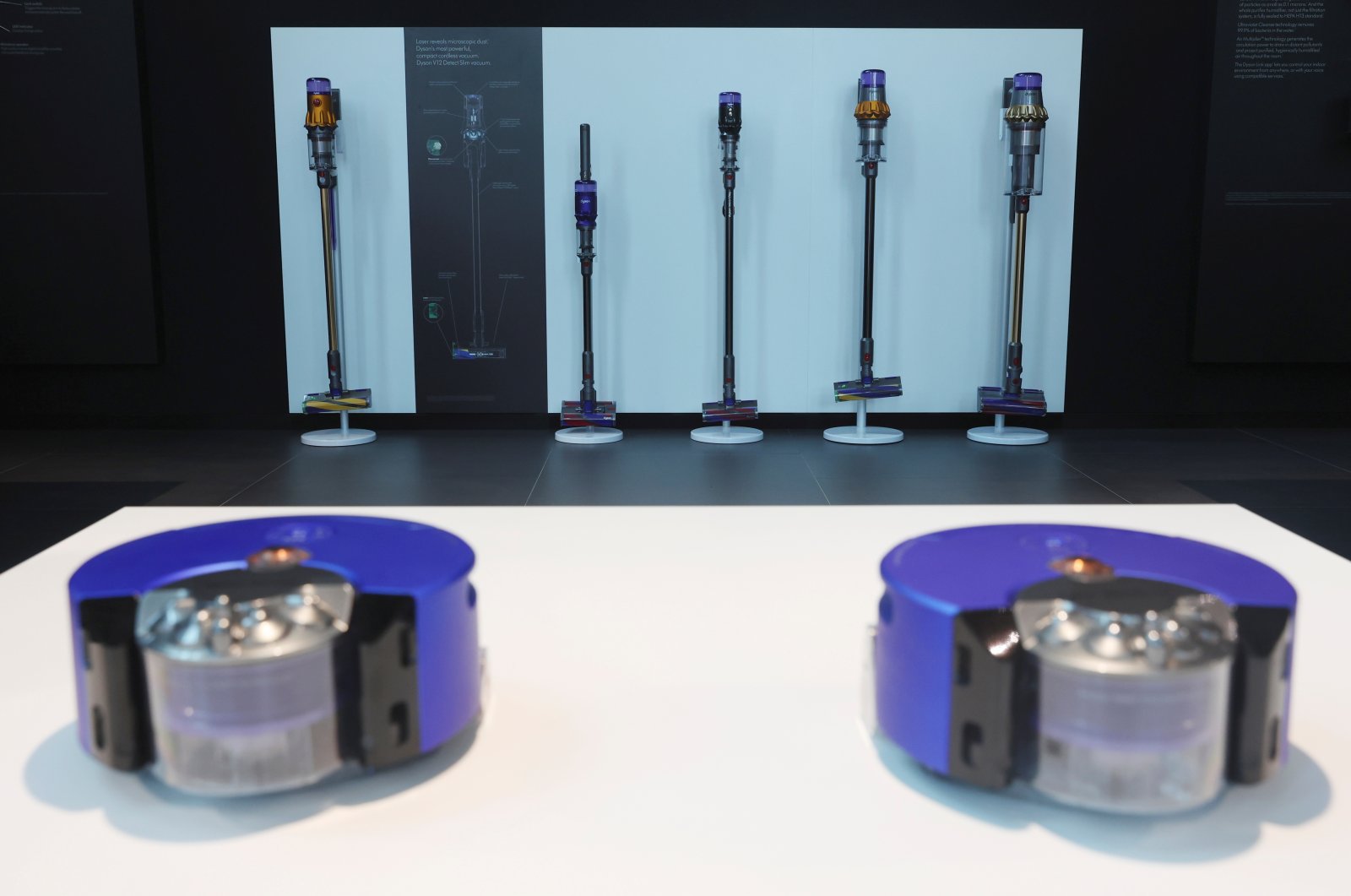 Dyson vacuum cleaners are displayed at Dyson's new global headquarters at St. James Power Station, Singapore, March 25, 2022. (Reuters Photo)