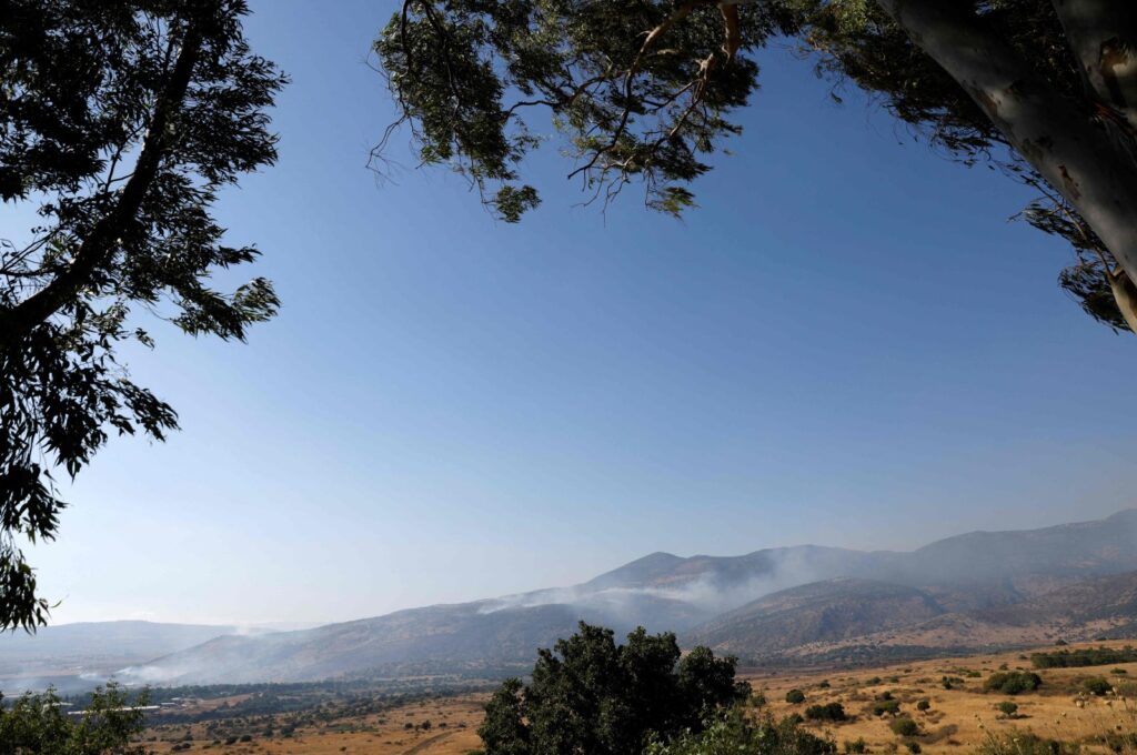 Smoke rises from fires in the hills after rockets launched from southern Lebanon landed on the Banias area in the Israel-annexed Golan Heights on June 21, 2024. (AFP Photo)