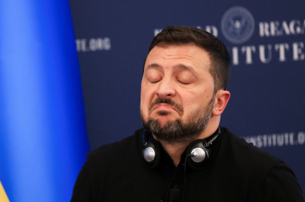Ukrainian President Volodymyr Zelenskyy reacts at the Ronald Reagan Presidential Foundation and Institute on the sidelines of NATO's 75th anniversary summit, Washington, U.S., July 9, 2024. (Reuters Photo)