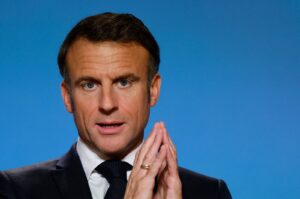 France's President Emmanuel Macron addresses media during a press conference on the second and last day of a European Union summit, at the EU headquarters in Brussels, on Oct. 27, 2023. (AFP File Photo)