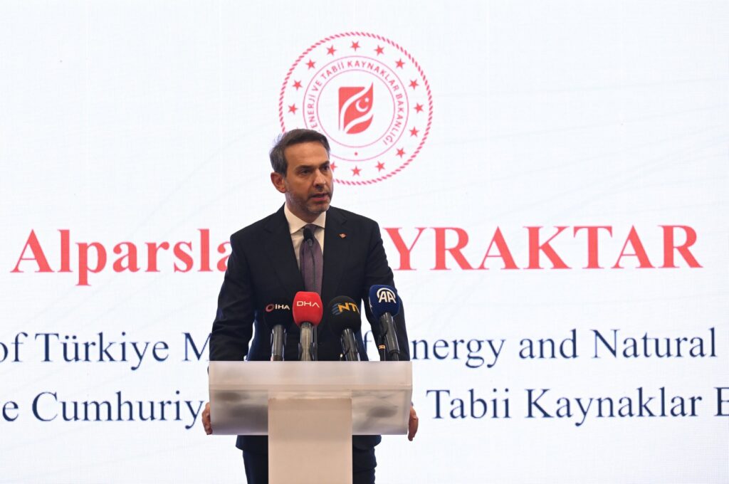 Energy and Natural Resources Minister Alparslan Bayraktar delivers a speech during a joint workshop with the World Bank, Ankara, Türkiye, July 10, 2024. (AA Photo)