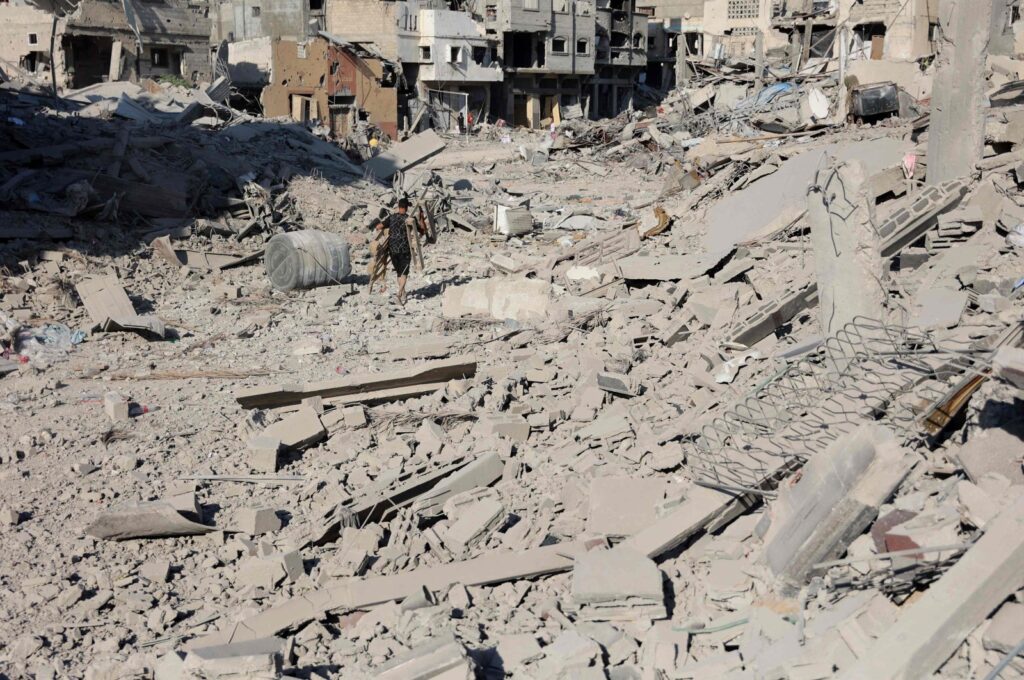 A Palestinian walks on the rubble of destroyed buildings in Shujaiya neighborhood, east of Gaza City, Palestine, July 10, 2024. (AFP Photo)