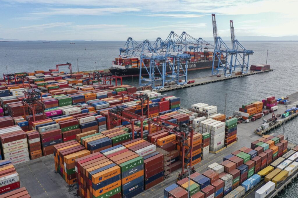 A container ship is seen at a port, Istanbul, Türkiye, Oct. 12, 2021. (AA Photo)