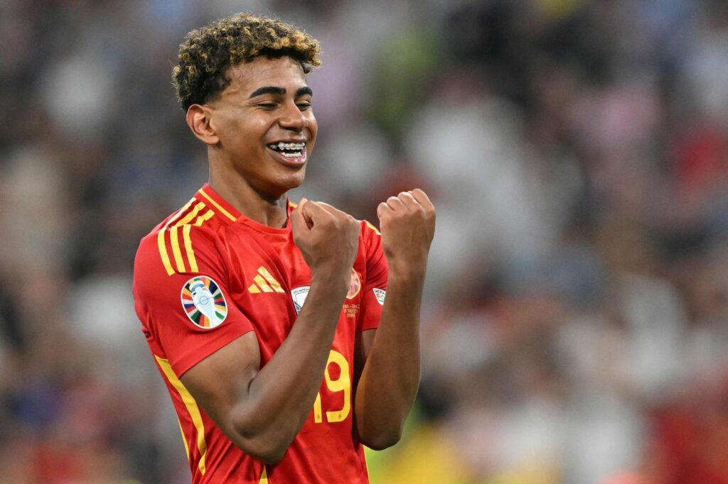 Spain's forward Lamine Yamal celebrates winning the UEFA Euro 2024 semifinal against France, in Munich, Germany, July 9, 2024. (AFP Photo)