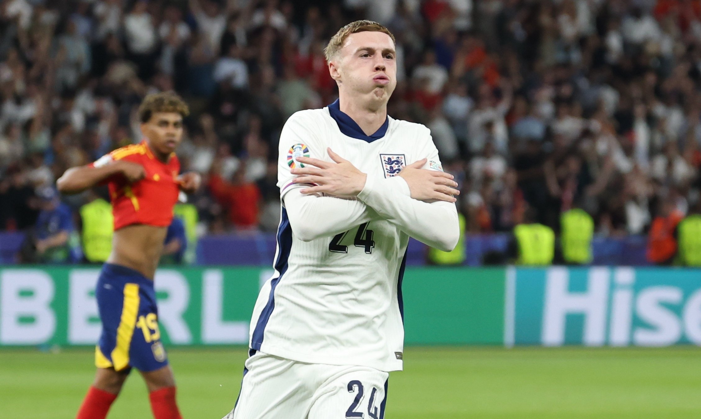 336768 England's Cole Palmer celebrates scoring the 1-1 equalizing goal during the UEFA Euro 2024 final match between Spain and England, Berlin, Germany, July 14, 2024. (EPA Photo)