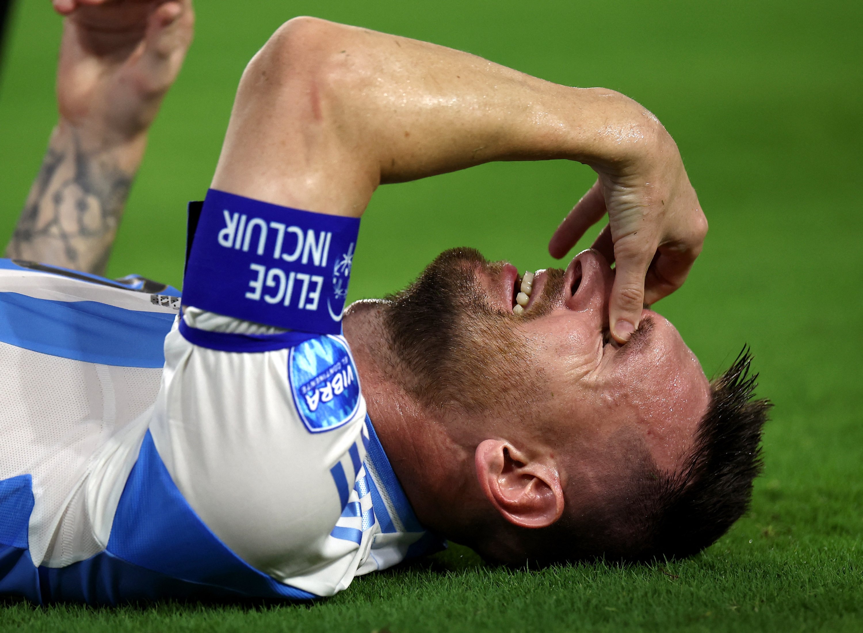 336771 Argentina's Lionel Messi reacts after a challenge during the Copa America 2024 final match against Colombia at the Hard Rock Stadium, Miami, Florida, U.S., July 14, 2024. (Reuters Photo)