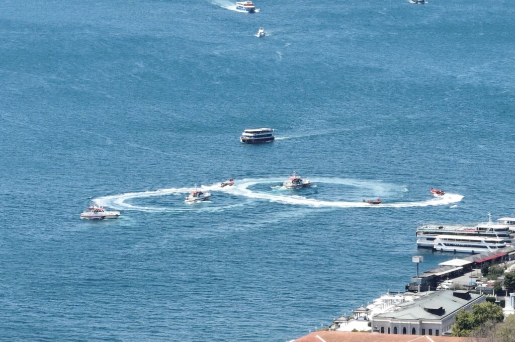 Boats perform in the annual sail honoring national heroes, Istanbul, Türkiye, July 15, 2024. (IHA Photo)