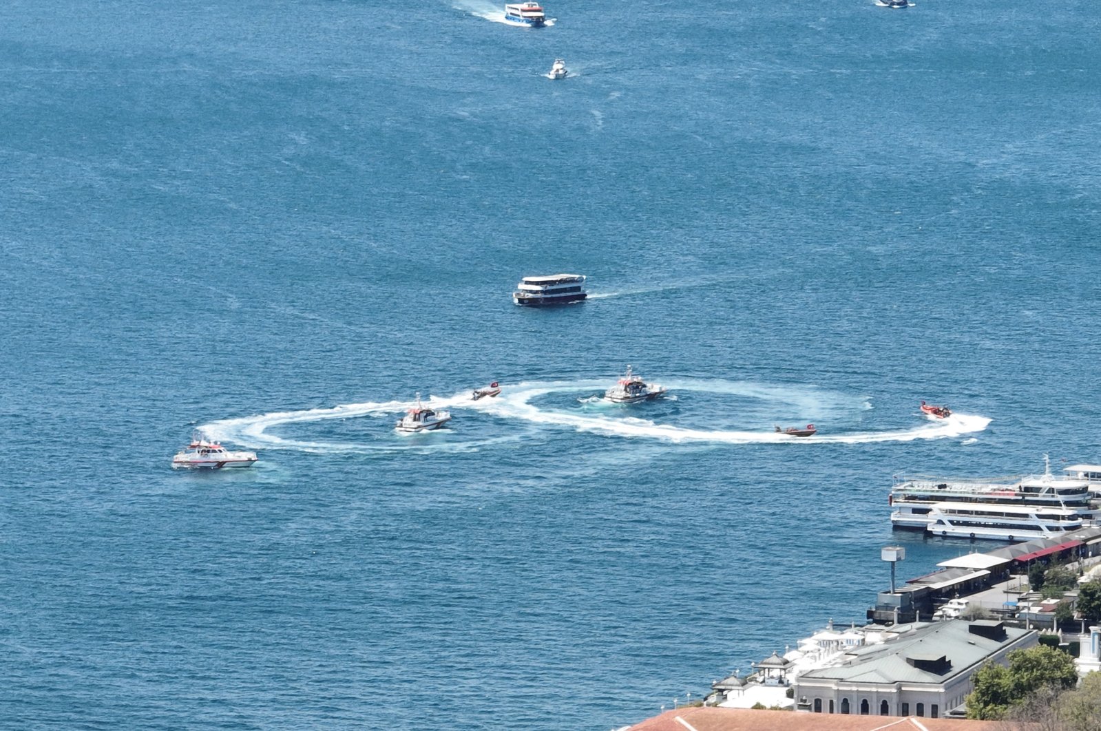Boats perform in the annual sail honoring national heroes, Istanbul, Türkiye, July 15, 2024. (IHA Photo)