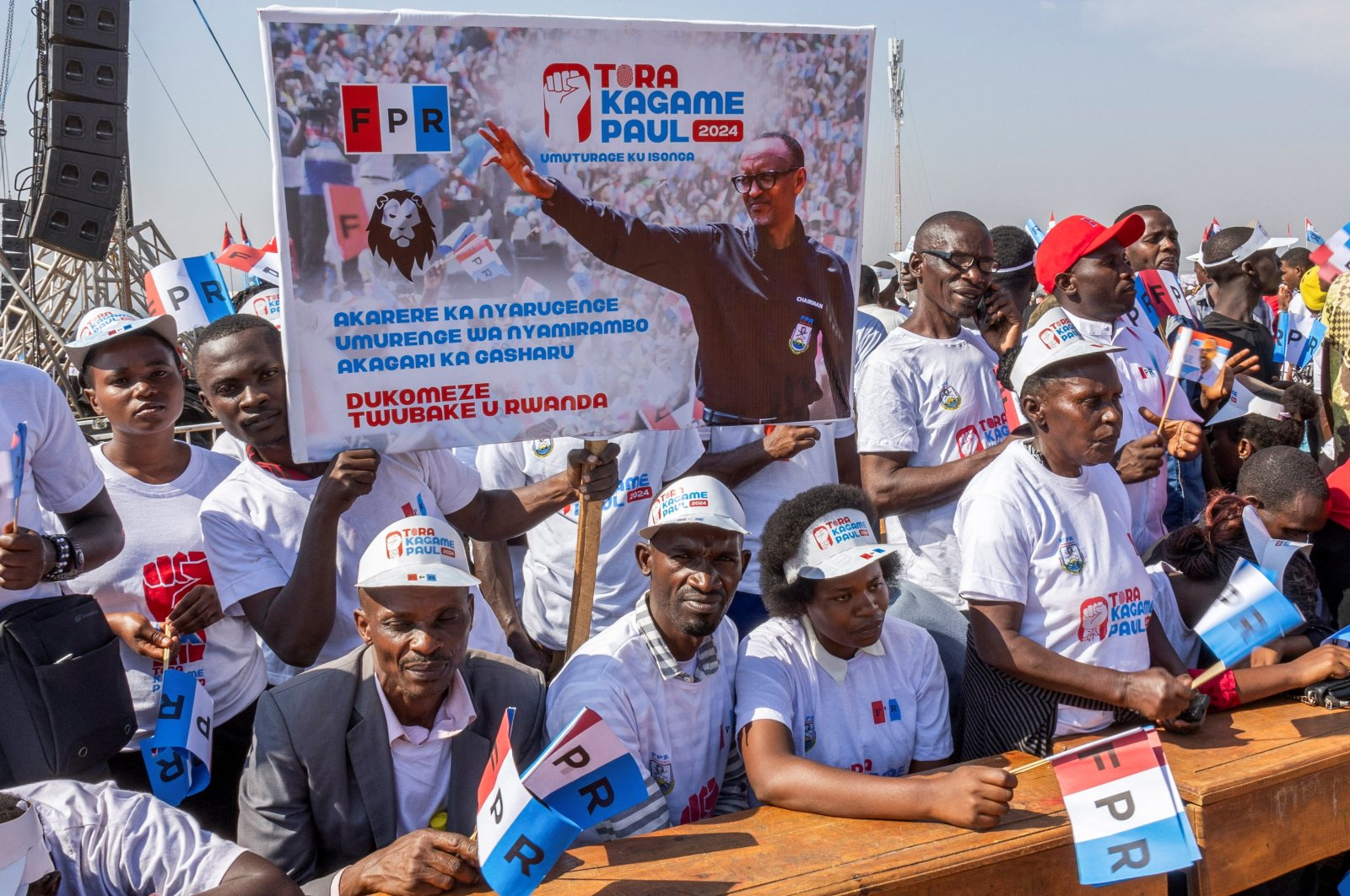 Supporters of Rwanda's incumbent president and presidential candidate for the Rwandan Patriotic Front (RPF) Paul Kagame attend his campaign rally, Gahanga, Kicukiro district, Kigali, Rwanda, July 13, 2024. (Reuters Photo)
