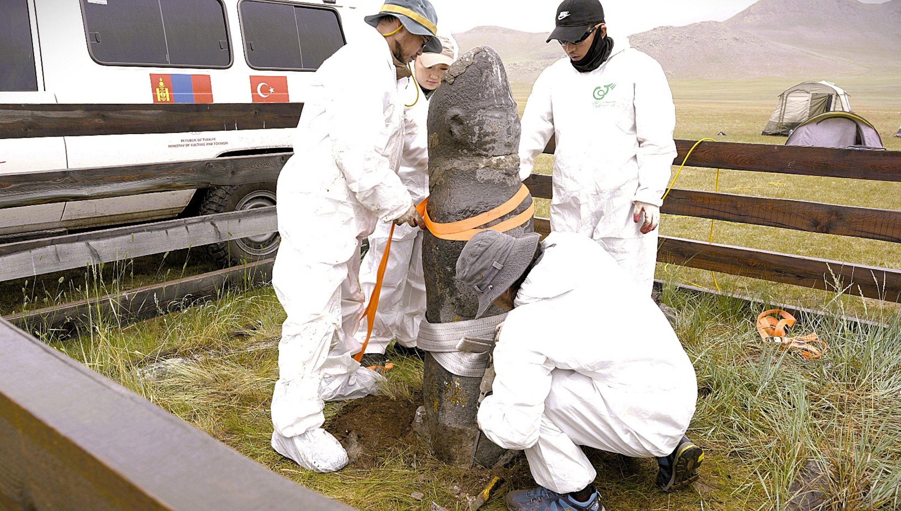 337015 With the support of the Turkish Cooperation and Coordination Agency (TİKA), artifacts from the Göktürk era in Mongolia were restored by Turkish and Mongolian experts, Mongolia, July 16, 2024. (AA Photo)