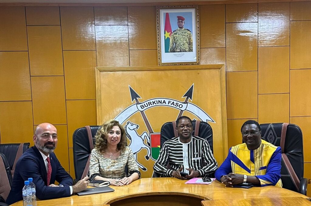 The Turkish Maarif Foundation team meets with Burkina Faso's Foreign Affairs Minister Karamoko Jean-Marie Traore (R), Education Minister Stanislas Ouaro (R 2), Vagadugu, Burkina Faso, July 17, 2024. (AA Photo)