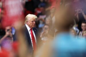 Republican presidential nominee and former U.S. President Donald Trump looks on at a campaign rally in Grand Rapids, Michigan, U.S., July 20, 2024. (Reuters Photo)