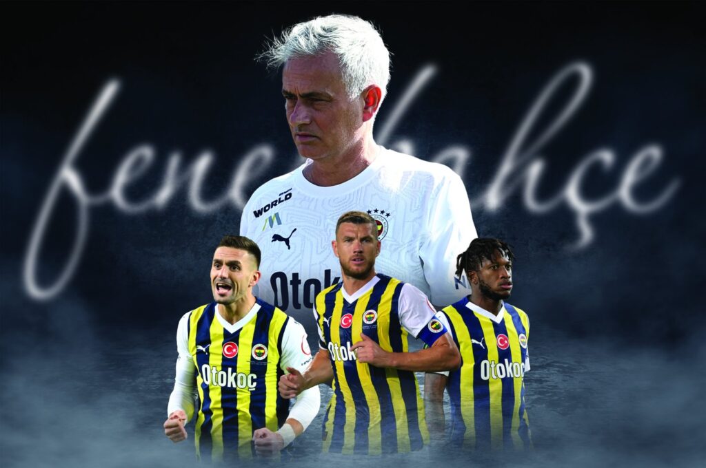 An illustration shows Fenerbahçe coach Jose Mourinho (C) and some of his players. (Illustration by Mehmet Mücahıt Yılmaz)