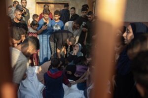Palestinians cry next to the bodies of their relatives at Nasser Hospital in Khan Younis, in the southern Gaza Strip, Palestine, July 22, 2024. (EPA Photo)