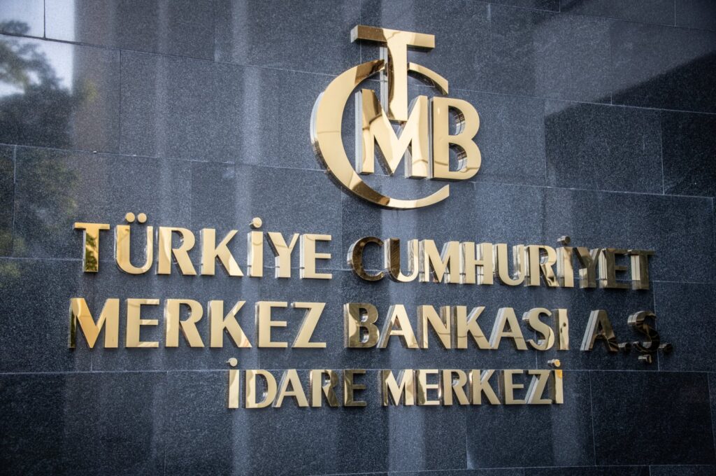 The entrance sign of the building housing the Central Bank of the Republic of Türkiye (CBRT), Ankara, Türkiye, Sept. 25, 2022. (Reuters Photo)