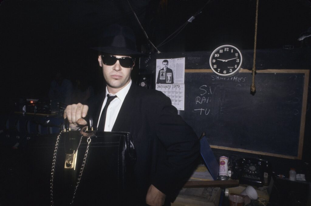 Dan Aykroyd, aka Elwood Blues of "The Blues Brothers," posing backstage at the Winterland Ballroom, in San Francisco, California, U.S., 1978. (Getty Images Photo)