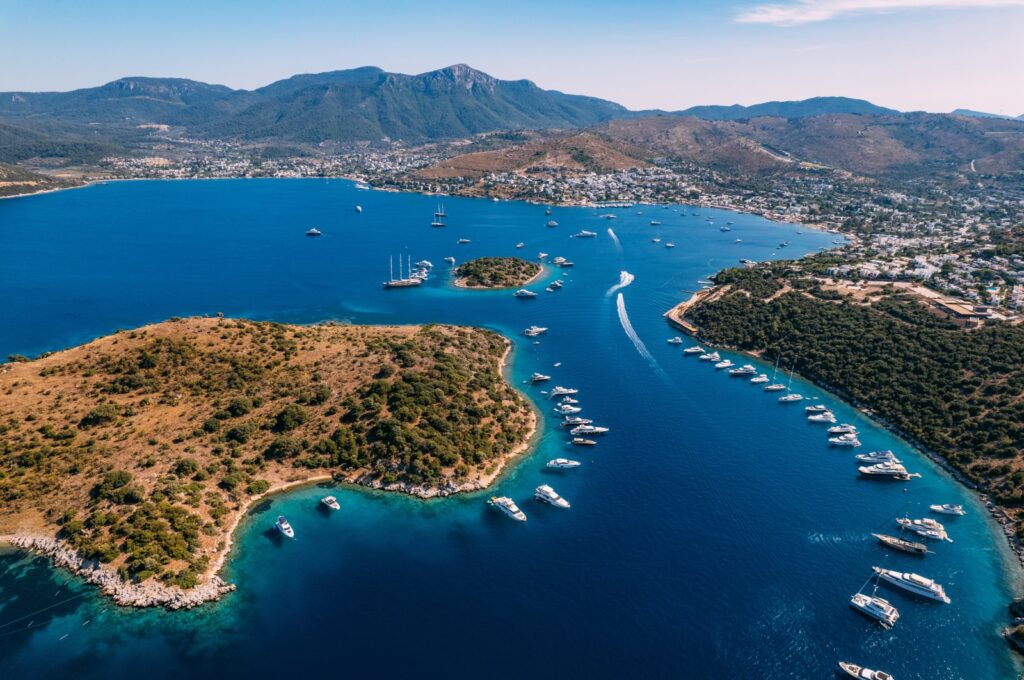 Aerial View of Türkbükü Bay, Bodrum, Türkiye, June 15, 2023. (Getty Images)