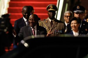 South Africa's President Cyril Ramaphosa arrives at the Beijing Capital International Airport ahead of the 2024 Summit of the Forum on China-Africa Cooperation (FOCAC), Beijing, China, Sept. 2, 2024. (Reuters Photo)