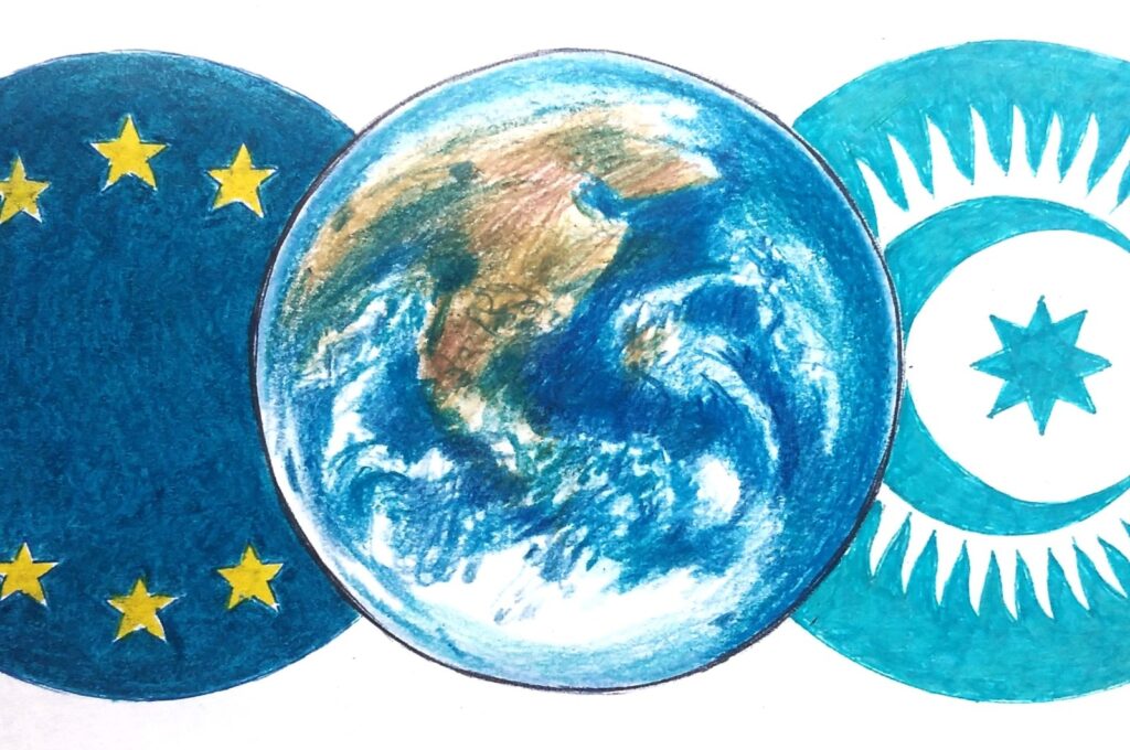 "The future of cooperation between the Turkic states and the EU will depend on their ability to balance competition and collaboration." (Illustration by Erhan Yalvaç)