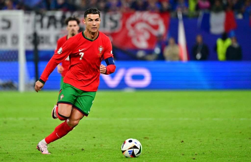 Portugal's Cristiano Ronaldo in action during the UEFA EURO 2024 quarterfinal match between Portugal and France at Volksparkstadion, Hamburg, Germany, July 5, 2024. (Getty Images Photo)