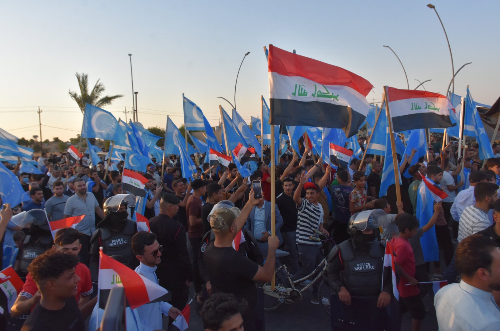 The Turkmen community stages a protest against the governor's election in Kirkuk, Iraq, Aug. 13, 2024. (AA Photo)
