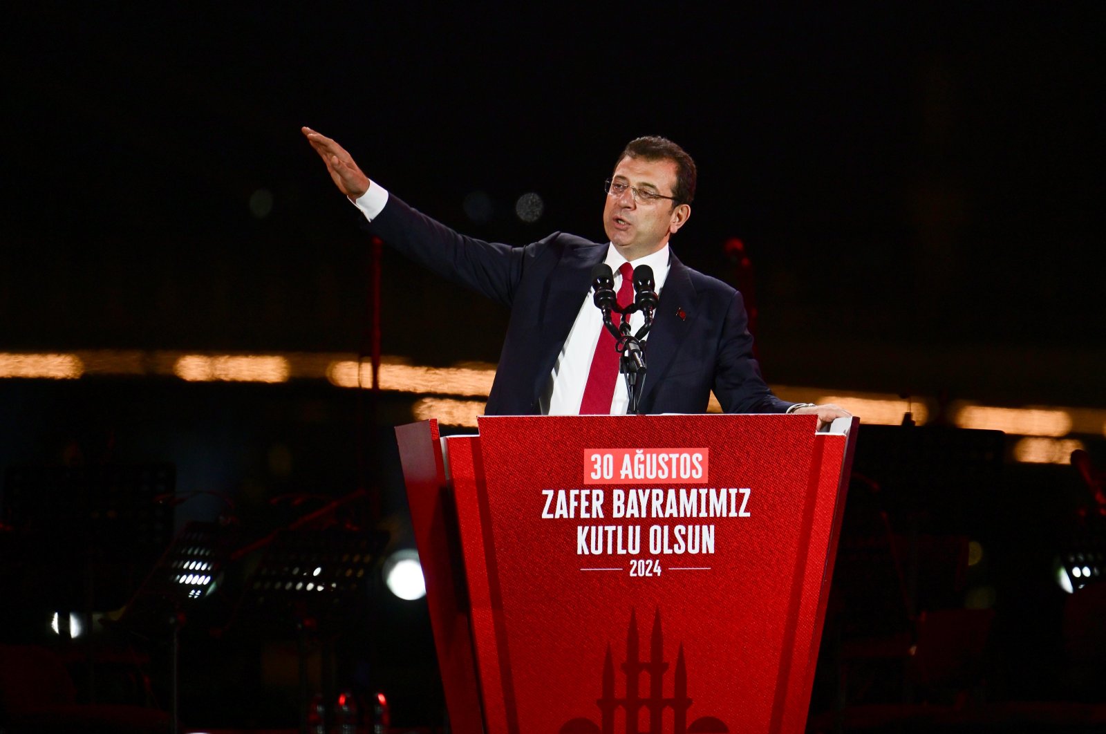 Istanbul Mayor Ekrem Imamoğlu speaks at an event in Istanbul, Türkiye, Aug. 30, 2024. (AA Photo)