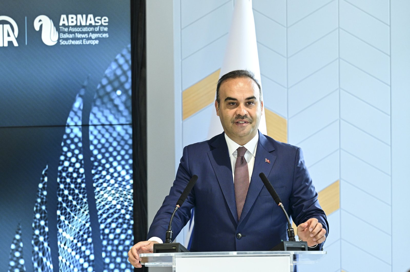 Industry and Technology Minister Mehmet Fatih Kacır delivers a speech at a conference, Istanbul, Türkiye, Sept. 4, 2024. (AA Photo)