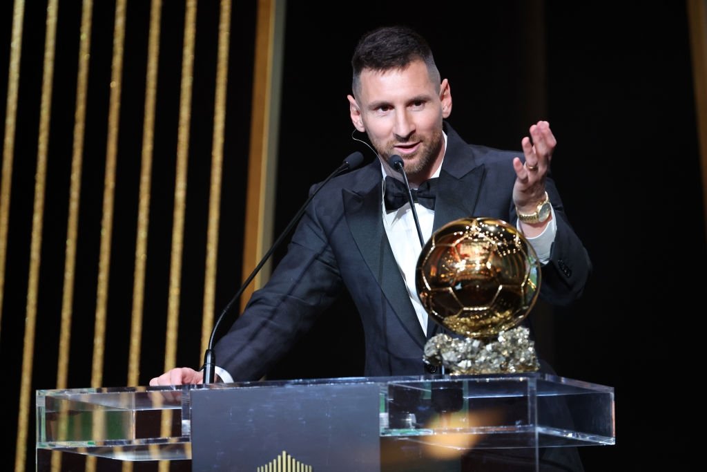 344575 Lionel Messi attends the 67th Ballon D'Or Ceremony at Theatre Du Chatelet, Paris, France, Oct. 30, 2023. (Getty Images Photo)