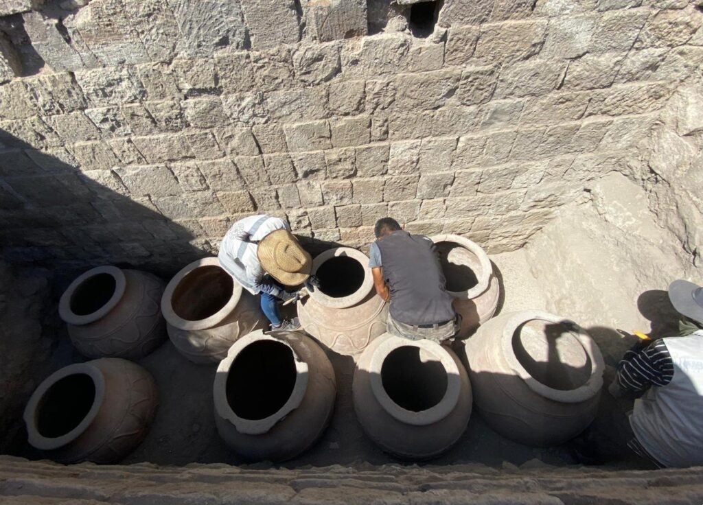 A food storage facility from the Seljuk period was discovered during excavations at the Ani ruins, Kars, Türkiye, Sept. 5, 2024. (DHA Photo)